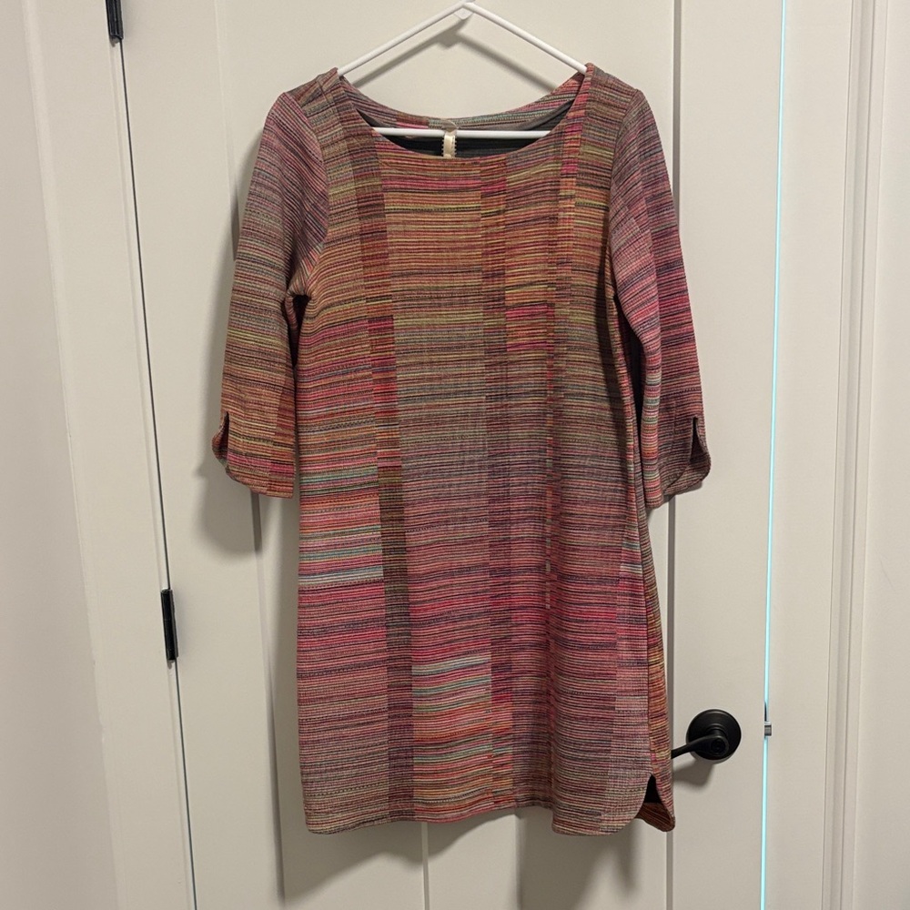 Uncle Frank Multicolor Striped Knit Dress in Pink, Coral & Brown
